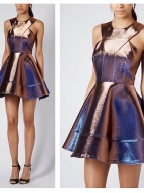 Topshop Iridescent Copper and Blue Mini Dress